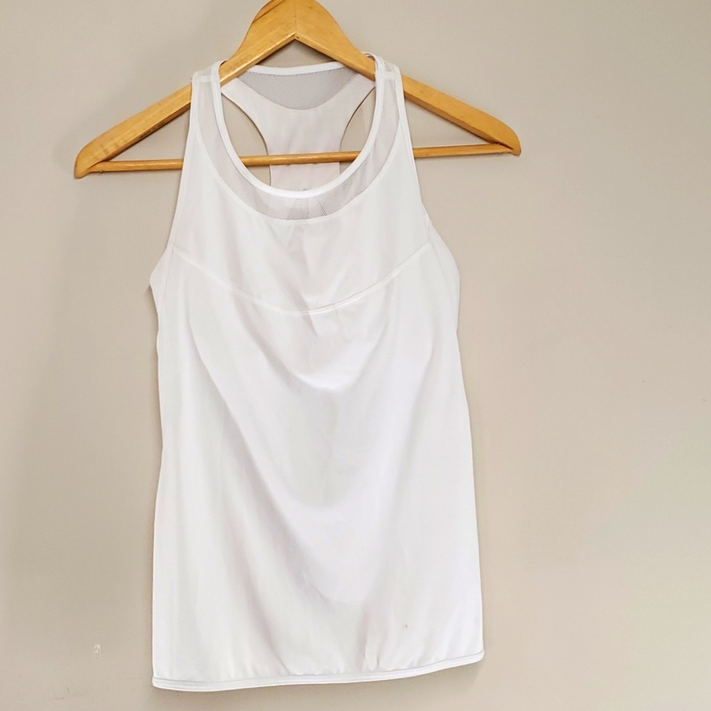Lululemon: Strappy Backed, White Top with Sport Bra